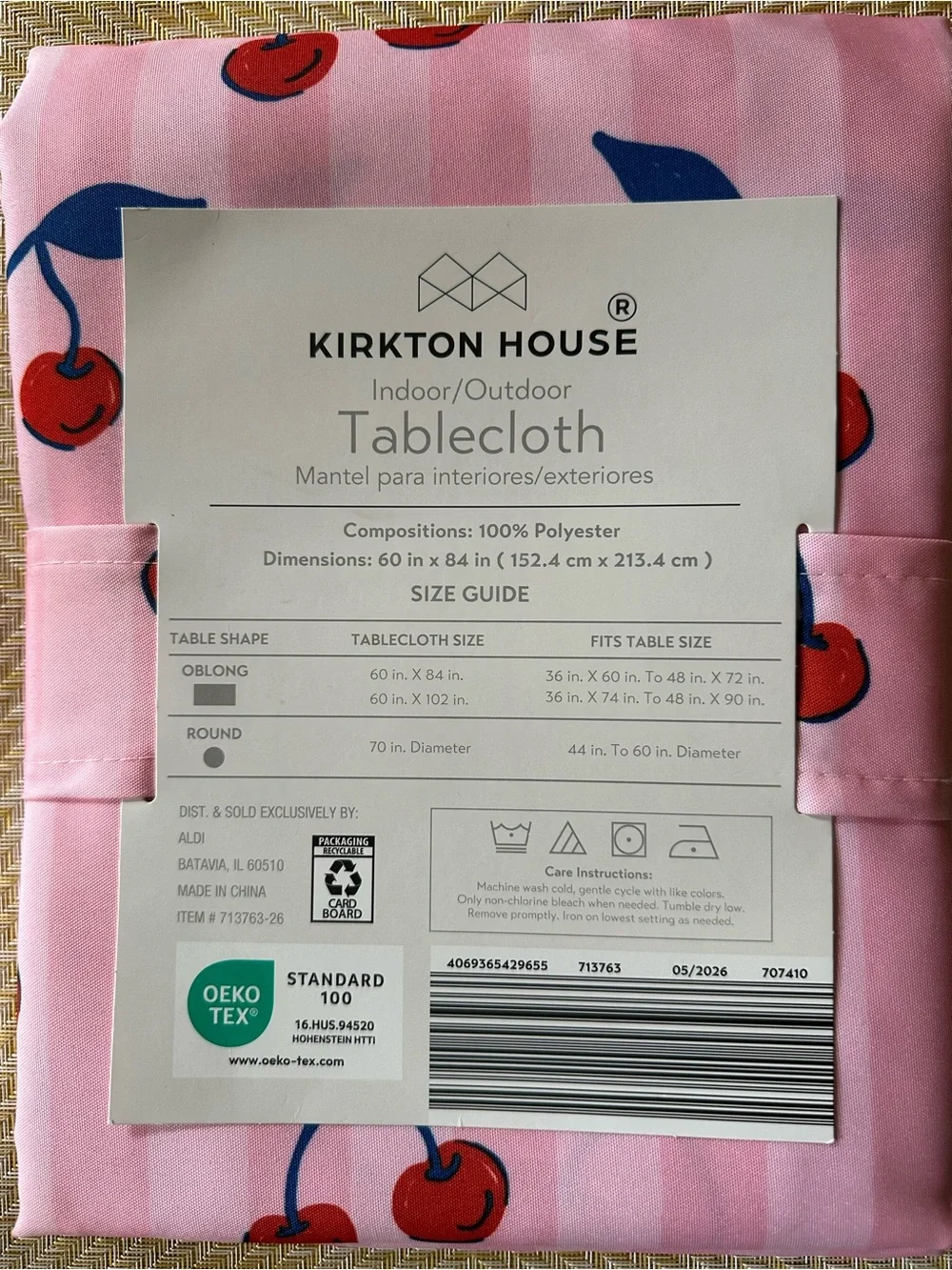 Pink Cherry Print Tablecloth - Charming Home Dining Linen
